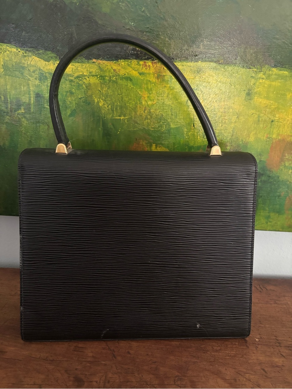 Authentic Louis Vuitton Black Epi Leather Malesherbes Handbag with brass hdwre - Picture 3 of 16